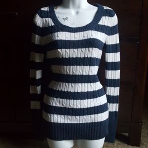 XL Arizona navy and white striped sweater